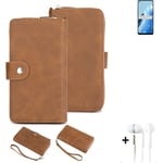2in1 protection case for Oppo Reno8 Lite 5G wallet brown cover pouch
