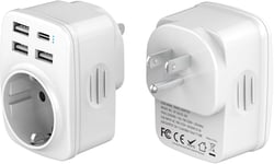 Adaptateur Prise Americaine,5 En 1 Prise Americaine Adaptateur Francais,3 Usb A(5V 2,4A) Et 1 Usb C(5V 3A) Adaptateur Prise Usa,Pour États-Unis,Au Canada,Au Mexique,En Thaïlande,Type B