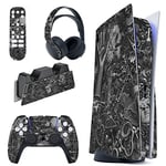 PlayVital Cyborg Wreck Full Set Skin Decal for PS5 Console Disc Edition, Sticker Vinyl Decal Cover for PS5 Controller & Charging Station & Headset & Media Remote