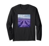 Lavender Fields In Bloom Vintage Landscape Graphic Long Sleeve T-Shirt