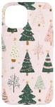 iPhone 15 Pink Christmas Tree Pattern Winter Holiday Xmas Women Girls Case