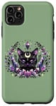 Coque pour iPhone 11 Pro Max Sage Green Cat Cute Black Cat Goth Witchy Cat Witch Cat Moon