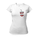 T-Shirt Femme Col Rond Poche Surprise Soda Boisson Sucre Film Dessin