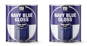 2x 151 Wood Metal Brick Interior Exterior Non-Drip Gloss Paint 300ml - Navy Blue