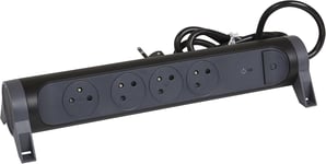 - Multipr Rotative Avec Interrupteur À Voyant Led Et Protection Parafoudre - 4 Pr S Surface Avec Terre - Cordon 1,5M - Noir Et Gris Foncé