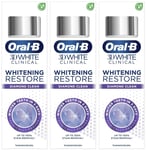 3 x Oral-B 3D White Clinical Toothpaste Whitening Restore Diamond Clean Teeth