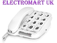 BIG BUTTON TELEPHONE PHONE 10 MEMORY HANDS FREE LNR DESK OR WALL MOUNT WHITE