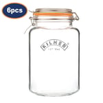 Glass Jar 3L Square Preserving Jar Storage with Airtight Clip Top Container 6pcs