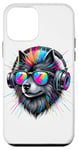 Coque pour iPhone 12 mini Lunettes De Soleil Chien DJ Amateur De Musique Casque