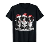 Cute Christmas Border Collie Dogs Santa Hat Holiday Dog Red T-Shirt