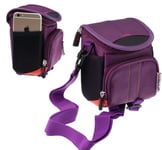 Navitech Purple Shoulder Bag For Praktica Luxmedia WP240