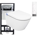 BERNSTEIN - Bâti-support Toilettes Japonaises céramique, WC lavant japonais + télécommande, filtre odeurs, séchoir air chaud, abattant veilleuse LED