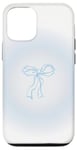 Coque pour iPhone 12/12 Pro Bleu clair Aura Soft Girl Ruban Bow Coquette Esthétique