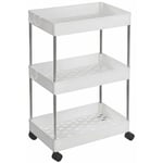 Chariot de rangement sur roulettes étagère mobile 3 niveaux gain de place pour salle de bain cuisine bureau 40 x 22 x 60 cm blanc