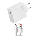 Chargeur secteur Original Xiaomi USB 67W avec Câble USB vers USB-C inclus Blanc