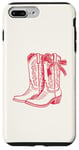 iPhone 7 Plus/8 Plus Red Cowboy Boots Bow Coquette Coastal Cowgirl Case