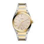 Fossil Everett Watch for Men, Quartz movement with Stainless steel or Leather strap, Ton or et argent