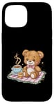 iPhone 15 Cartoon teddy bear with honey and tea Case