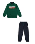 Champion Legacy Graphic Shop B (306848) - Special PolyWarpKnit Semi-dull High-neck Tracksuit, Multicolored Bottle Green/Navy Blue (HLG/NNY), XXL Child FW24