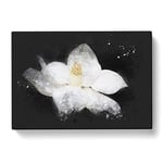 Blooming White Magnolia Paint Splash Modern Art Canvas Wall Art Print Ready to Hang, Framed Picture for Living Room Bedroom Home Office Décor, 60x40 cm (24x16 Inch)