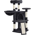 Arbre à Chat en Sisal Griffoir Grattoir Tour de Jeux avec Centre d'activités, Hauteur 106cm Noir - Yaheetech