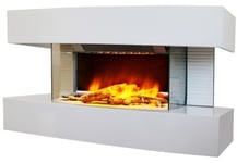 Cheminée électrique Murale Lounge Médium Blanche 82 cm Effet Flammes LED Chemin'Arte