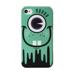 COQUE iPHONE 4 4S MONSTER VERT TURQUOISE SILICONE RIGIDE (TPU)