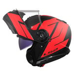 LS2, Casque Moto Modulable Strobe II Code Matt Black Red, 3XL