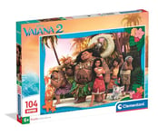 Clementoni Jigsaw Puzzle Disney Vaiana 2, 104 Pieces - Supercolor Puzzle For Children 6-8 Years, Cartoon, Disney, Gift For Boy/Girls, Puzzle For Kids, Made In Italy, 25787