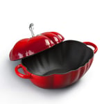 Tomato Enamel Pot Cast Iron Dutch Oven Casserole Thickened Flat Bottom Stew Soup Pot with Lid - Healthy and Durable, Suitable for Gas Stoves/Induction Cooker Etc,Red