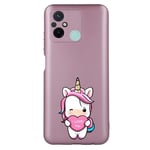 Coque rose pour Redmi Note 12 4G licorne coeur kawaii I love you