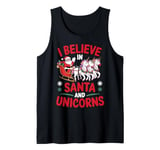 Christmas I Believe In Santa And Unicorns Funny Xmas Pajama Tank Top