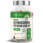 Ashwagandha Organic Premium KSM-66 Black Pepper 90 High Strength 550mg Capsules