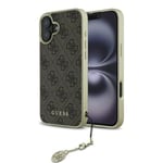 Coque pour iPhone 16 - Guess Hardcase 4G Charms Collection (GUHCP16SGF4GBR) - Brown