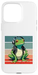 Coque pour iPhone 15 Pro Max Frog Headphones Music Chill Cool Veste décontractée