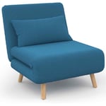 Idmarket - Fauteuil convertible romeo lit d'appoint 1 place 80x190 cm tissu bleu canard