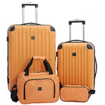 Travelers Club Midtown Hardside 4-Piece Luggage Travel Set, Butterscotch, 4-Piece Set, Midtown Hardside 4-Piece Luggage Travel Set