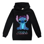 Barn Hoodie med Lilo & Stitch Tryck Svart Tröja-Xin black 150cm