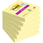 Post-it Super Sticky Notes, Kanariegula, 76 mm x 76 mm, 90 ark/block, 4 block/förpackning + 2 GRATIS - Extra klibbiga lappar för att göra-listor och påminnelser