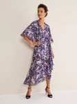 Phase Eight Juliette Floral Fil Coupe Wrap Dress, Latte/Multi