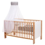 babybay ® Crib sengehimmel piké med bånd for påføring star taupe stjerner hvit