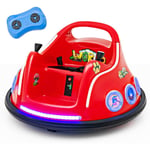 Costway - 12V Auto Tamponneuse Électrique Enfants avec Télécommande 2,4G, Voiture Tournante Bébé 360°avec Lumières Clignotantes & Musique, Motif