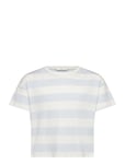 Mango Striped Cotton T-Shirt Blå