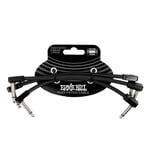 Ernie Ball Flex Patch Cable 15 cm - Negro - Paquete de 3