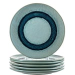 Leonardo 018544 Matera Lot de 6 assiettes en céramique lavables au lave-vaisselle 6 assiettes rondes en grès Bleu Ø 22,5 cm