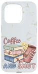 Coque pour iPhone 15 Pro Funny Coffee and Smut Bookworm Librarian Skeleton Retro Cute