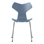 Fritz Hansen - Grand Prix 3130 Dusk Blue Färgad Ask/Silver Grey - Ruokapöydän tuolit - designer_arne_jacobsen - Sininen - Metalli/Puu