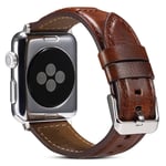 Apple Watch 9/8/7/6/5/4/3/2/1/SE - 45/44/42mm / Watch Ultra / Ultra 2 - Armband i äkta läder 22mm - Brun