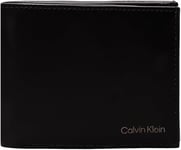 Calvin Klein Jeans Men's Smooth Bifold Leather Wallet, Black (Ck Black), One Size