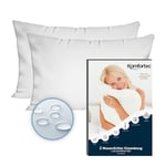 Komfortec Protège Oreiller Imperméable 50 x 70 cm Lot de 2 avec Fermeture éclair, Respirantes, hypoallergéniques, Anti-acariens, 2 Housses de Coussin Blanches